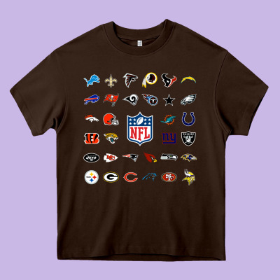 American Football Team Collage    Wall Art Heavy Core Tee Designed By Pixelflow