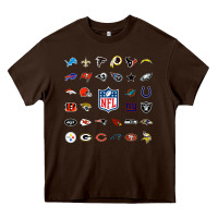 Chocolate Brown american football team collage    wall art Heavy Core Tee - PixelFlow
