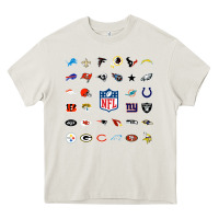 Cream american football team collage    wall art Heavy Core Tee - PixelFlow