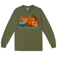 Army Green pumpkin spice everthing Long Sleeve Tee - RacoonDesign