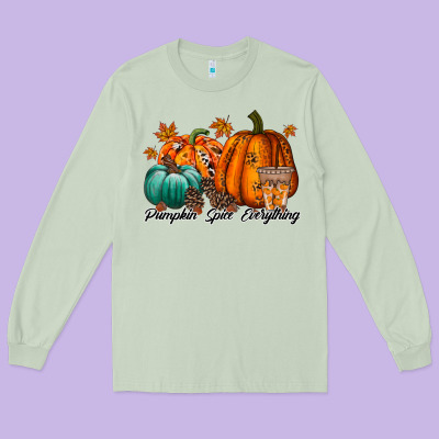 Pumpkin Spice Everthing Long Sleeve Tee Designed By Racoondesign