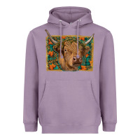 Lavender highland cow fall Heavyweight Hoodie - RanaPortraitStore