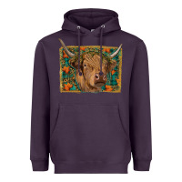 Plum highland cow fall Heavyweight Hoodie - RanaPortraitStore