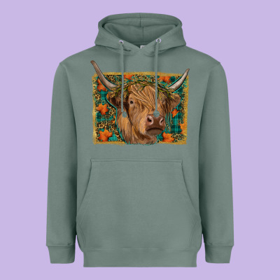 Highland Cow Fall Heavyweight Hoodie Designed By Ranaportraitstore