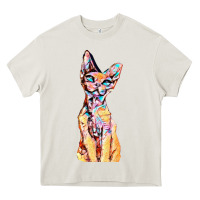 Cream Colorful Cat Heavy Core Tee - PixelFlow