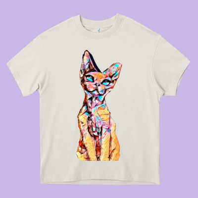 Colorful Cat Heavy Core Tee Designed By Pixelflow