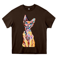 Chocolate Brown Colorful Cat Heavy Core Tee - PixelFlow
