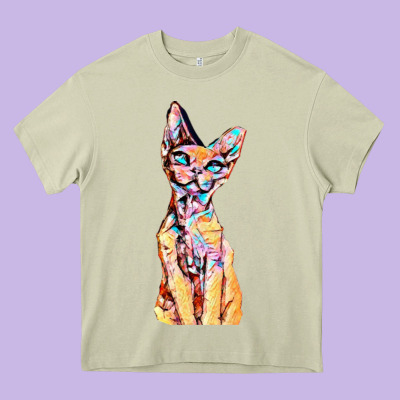 Colorful Cat Heavy Core Tee Designed By Pixelflow