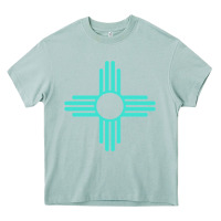 Arona New Mexico Zia Sun in Turquoise Blue Heavy Core Tee - PixelFlow