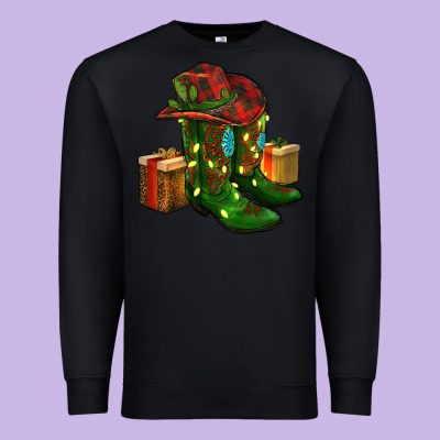 Cowboy Hat With Boots Christmas Premium Sweatshirt Designed By Ranaportraitstore