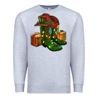 Heather Grey cowboy hat with boots christmas Premium Sweatshirt - RanaPortraitStore