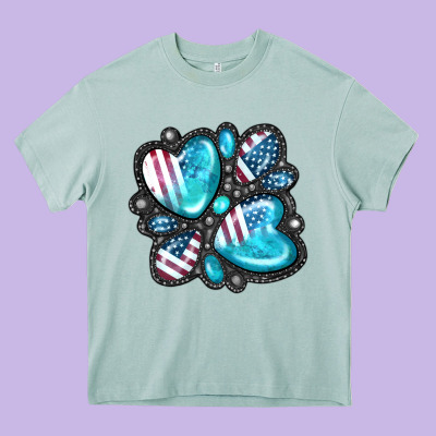 American Gemstone Heavy Core Tee Designed By Fadigitalartstudio