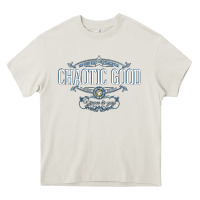 Cream Chaotic Good Essential  Copy Heavy Core Tee - SnappyArt