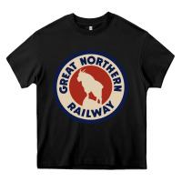 Black Great Northern Railroad Heavy Core Tee - SnappyArt