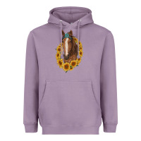 Lavender brown horse with gemstone and sunflowers Heavyweight Hoodie - RanaPortraitStore