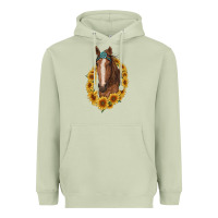 Matcha brown horse with gemstone and sunflowers Heavyweight Hoodie - RanaPortraitStore