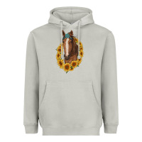 Moon Dust brown horse with gemstone and sunflowers Heavyweight Hoodie - RanaPortraitStore