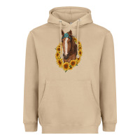 Mushroom brown horse with gemstone and sunflowers Heavyweight Hoodie - RanaPortraitStore