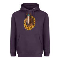 Plum brown horse with gemstone and sunflowers Heavyweight Hoodie - RanaPortraitStore