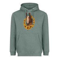 Sage brown horse with gemstone and sunflowers Heavyweight Hoodie - RanaPortraitStore