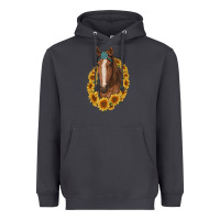 Smoke brown horse with gemstone and sunflowers Heavyweight Hoodie - RanaPortraitStore