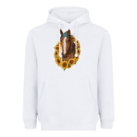 White brown horse with gemstone and sunflowers Heavyweight Hoodie - RanaPortraitStore