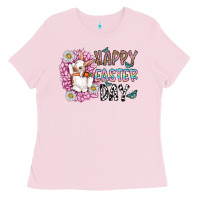 Bubblegum Pink happy easter day Ladies Tee - CowhideDigitalArt