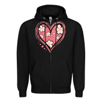 Black floral pink glitter heart Zipper Hoodie - Jasminsmagicworld