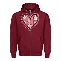 Burgundy floral pink glitter heart Zipper Hoodie - Jasminsmagicworld