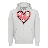 Dove Grey floral pink glitter heart Zipper Hoodie - Jasminsmagicworld