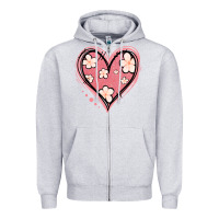 Heather Grey floral pink glitter heart Zipper Hoodie - Jasminsmagicworld