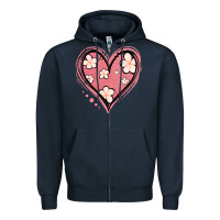 Navy floral pink glitter heart Zipper Hoodie - Jasminsmagicworld