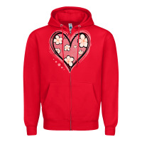 Red floral pink glitter heart Zipper Hoodie - Jasminsmagicworld