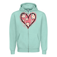 Seafoam floral pink glitter heart Zipper Hoodie - Jasminsmagicworld