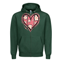 Sports Green floral pink glitter heart Zipper Hoodie - Jasminsmagicworld