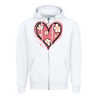 White floral pink glitter heart Zipper Hoodie - Jasminsmagicworld