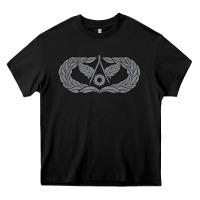 Black Air Force Civil Engineer Badge Heavy Core Tee - SnappyArt
