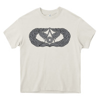 Cream Air Force Civil Engineer Badge Heavy Core Tee - SnappyArt
