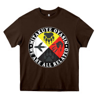 Chocolate Brown native american medicine wheel, mitakuye oyasin t shirt Heavy Core Tee - SnappyArt