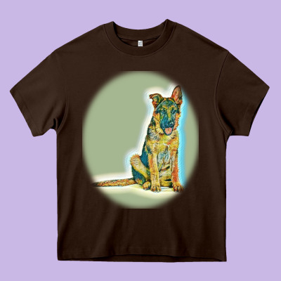 German Shepherd Isolated On Whot. Heavy Core Tee Designed By Snappyart