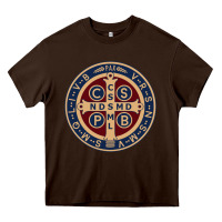 Chocolate Brown Saint Benedict Medal 1 Heavy Core Tee - SnappyArt
