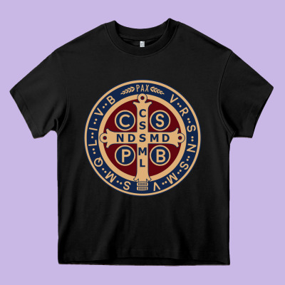 Saint Benedict Medal 1 Heavy Core Tee Designed By Snappyart