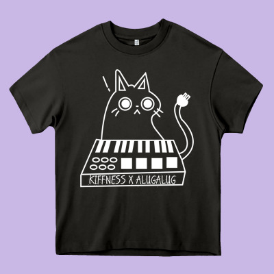 The Kiffness X Alugalug White Cat Classic Heavy Core Tee Designed By Snappyart