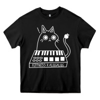 Black The KIFFNESS X ALUGALUG white cat Classic Heavy Core Tee - SnappyArt