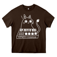 Chocolate Brown The KIFFNESS X ALUGALUG white cat Classic Heavy Core Tee - SnappyArt