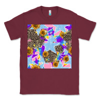 Burgundy stars and sunflowers seamless pattern Classic Tee - FaDigitalArtStudio