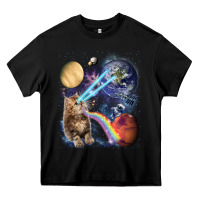 Black Fluffy Kitten Shoot Laser Rainbow Space Galaxy, Cat Gifts Heavy Core Tee - SnappyArt