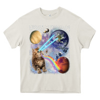 Cream Fluffy Kitten Shoot Laser Rainbow Space Galaxy, Cat Gifts Heavy Core Tee - SnappyArt