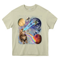Mossy Fluffy Kitten Shoot Laser Rainbow Space Galaxy, Cat Gifts Heavy Core Tee - SnappyArt