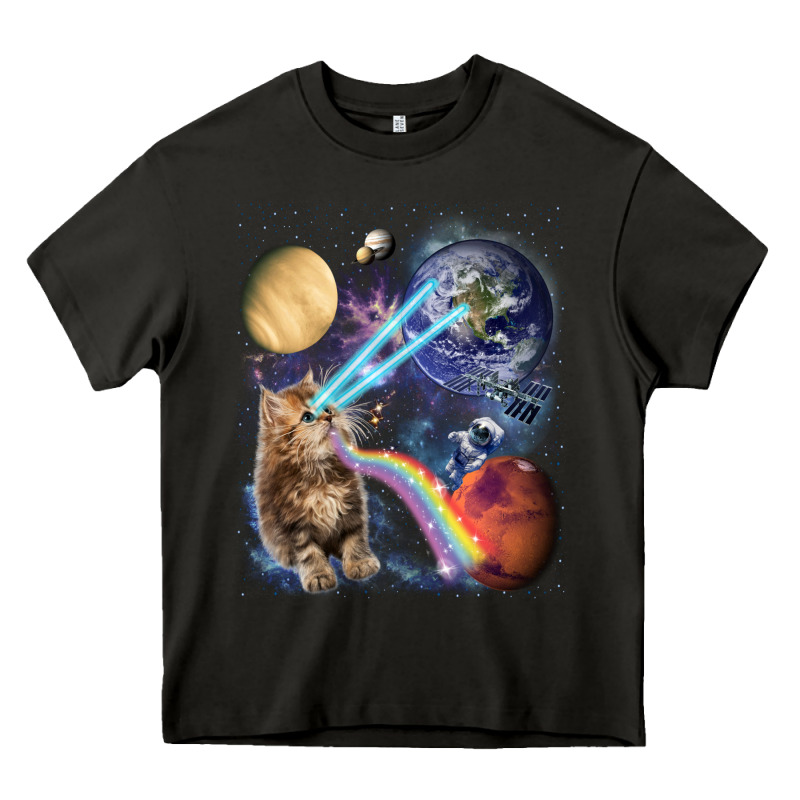 Fluffy Kitten Shoot Laser Rainbow Space Galaxy, Cat Gifts Heavy Core Tee by SnappyArt | Teevron